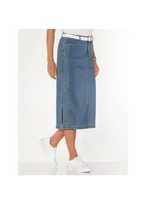 Jeansrock Casual Looks, Damen, Gr. 40, blau, bleached, 81% Baumwolle, 17% Polyester, 2% Elasthan, unifarben, wadenlang, R&ouml;cke Jeansrock