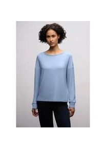 Langarmshirt Street One, Damen, Gr. 40, frosted blau meliert, Jersey, Obermaterial: 80% Viskose, 15% Polyester, 5% Elasthan, meliert, regular fit normal, U-Boot-Ausschnitt, Rippb&uuml;ndchen, Shirts Langarmshirt, mit Glitzerdetails