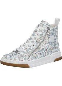 Sneaker Rieker, Damen, Gr. 36, wei&szlig; multicolor, Lederimitat, gebl&uuml;mt, Schuhe Sneaker, High Top-Sneaker, Freizeitschuh, Schn&uuml;rschuh mit Plateausohle