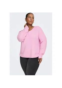 Strickpullover Only CARMAKOMA "CARCAMILLA V-NECK L/S PULLOVER KNT NOOS", Damen, Gr. L, pink lady, Strick, Obermaterial: 74% Polyacryl, 24% Polyester, 2% Elasthan, unifarben, normal, V-Ausschnitt, Pullover Strickpullover, Materialmix