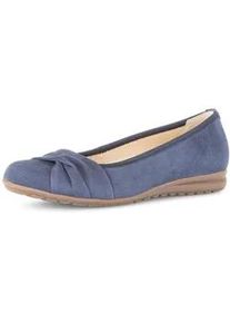 Ballerina Gabor "FLORENZ", Damen, Gr. 40, blau, Ziegenveloursleder, Schuhe Ballerina, Businessschuh, Slipper, Schlupfschuh mit Zierriegel, Weite G (=weit)