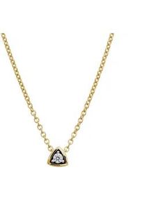 Kette mit Anh&auml;nger LYOMI "585/- GG/WG Dreieck 1 synth. Diam. 0,10ct.", mehrfarbig, Halsketten, Damen, 42,0cm, 0,1, Gold, L: 42 B: 6mm, gl&auml;nzend, B:6mm