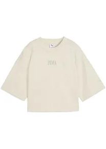 T-Shirt Puma "Premium Essentials Oversized Graphic T-Shirt Damen", Damen, Gr. XL, wei&szlig; (alpine snow wei&szlig;), Obermaterial: 100% Baumwolle; Rippe: 20% Polyester, 80% Baumwolle, clean, oversize, Rundhals, Shirts T-Shirt