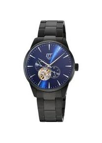 Automatikuhr ETT "Motion Drive", schwarz, blau, Armbanduhren, Herren, Automatikuhr, Armbanduhr, Herrenuhr, Mechanische Uhr, Edelstahlarmband, analog