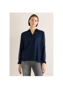 Langarmbluse Cecil, Damen, Gr. L (42), universal blau, Stoff, 100% Viskose, unifarben, klassisch normal, V-Ausschnitt, B&uuml;ndchen, Blusen, mit Knopf Details