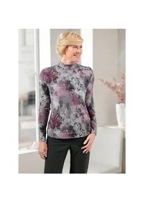 Classic Dog Stehkragenshirt CLASSIC "Shirt", Damen, Gr. 48, lila (steingrau, mauve, bedruckt), 95% Viskose, 5% Elasthan, gemustert, mehrfarbig, Shirts Stehkragenshirt