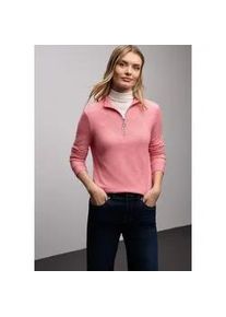 Langarmshirt Street One, Damen, Gr. 46, striking coral meliert, Jersey, Obermaterial: 50% Viskose, 25% Nylon, 25% Polyester, unifarben, normal h&uuml;ftbedeckend, Rundhals, Shirts Langarmshirt, mit Rippstruktur und Zipper