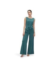 Overall Vera Mont "Damen mit weitem Bein", Damen, Gr. 48, Normalgr&ouml;&szlig;en, schwarz emerald, Cr&ecirc;pe, Obermaterial: 95% Polyester, 5% Elasthan; Futter: 100% Polyester, ausgestellt, U-Boot-Ausschnitt, Overalls Overall, Bunddetail