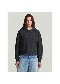 G-Star Raw Longpullover G-STAR "Washed A Line Script Hoodie Sweater", Damen, Gr. XXS, dk schwarz smokey gd, Obermaterial: 100% Baumwolle, Pullover Longpullover