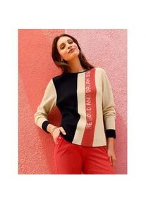 Strickpullover Inspirationen "Langarm-Pullover", Damen, Gr. 52, schwarz, sand, gemustert, 50% Viskose, 25% Polyester, 25% Polyamid, gemustert, mehrfarbig, Pullover Strickpullover