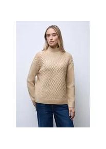 Rollkragenpullover Street One, Damen, Gr. 38, sanded beige, Web, 34% Baumwolle, 34% Polyacryl, 29% Polyester, 3% Elasthan, unifarben, normal normal, hoch geschlossener Ausschnitt, Rippb&uuml;ndchen, Pullover Rollkragenpullover, Grobstrick
