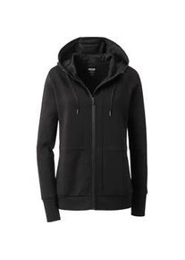 Fleecejacke LPO "Sportjacke Veloria", Damen, Gr. 40/42 (M), schwarz, 47% Baumwolle, 46% Polyester, 7% Elasthan, regular fit, Jacken Fleecejacke, Angeschnittene Kapuze mit Kordelzug