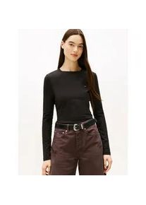 Tommy Hilfiger Langarmshirt TOMMY JEANS "TJW SLIM JERSEY LS TEE", Damen, Gr. S (36), schwarz, Single Jersey, Obermaterial: 95% Baumwolle, 5% Elasthan, slim fit, Shirts Langarmshirt