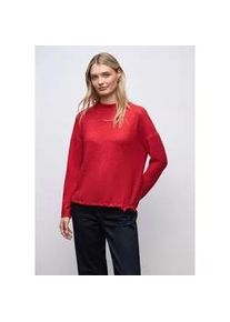 Langarmshirt Street One, Damen, Gr. 38, racing rot meliert, Stoff, 80% Viskose, 15% Polyester, 5% Elasthan, unifarben, normal normal, Rundhals, abgesteppt, Shirts Langarmshirt, aus strecthigem Viskosematerial