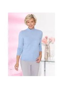 Stehkragenpullover "Stehkragen-Pullover", Damen, Gr. 42, eisblau, 50% Viskose, 28% Polyester, 22% Polyamid, unifarben, Pullover Stehkragenpullover