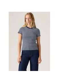 Levi's Langarmshirt LEVI'S "ESSENTIAL HM LS TEE", Damen, Gr. M (38), mila stripe peacoat, Single Jersey, Obermaterial: 100% Baumwolle, regular fit normal, Rundhals, abgesteppt, Shirts Langarmshirt, mit Logo Stickerei