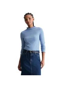 Marc O'Polo Langarmshirt MARC O'POLO DENIM "aus Bio-Baumwoll-Mix", Damen, Gr. XXS, medium blau, Obermaterial: 96% Baumwolle, 4% Elasthan, unifarben, Basic, slim fit, Babylock, Shirts Langarmshirt