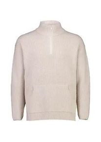 Strickpullover LINDBERGH, Herren, Gr. XL, stone mel, Strick, Obermaterial: 47% Polyester, 31% Baumwolle, 19% Polyacryl, 3% Nylon, unifarben, normal h&uuml;ftbedeckend, Rundhals, Flachstrickb&uuml;ndchen, Pullover Strickpullover, mit Zipper-Kragen und Strick-Struktur