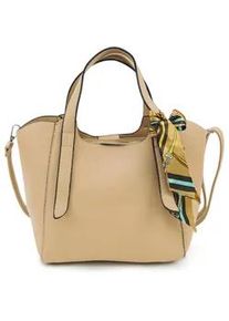 Schultertasche Harpa "SAGE", Damen, Gr. B/H/T: 24cm x 21cm x 33cm, beige, Polyurethan (PU), unifarben, Taschen Schultertasche, mit dekorativem Schal
