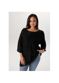 Strickpullover ANISTON PLUS, Damen, Gr. 50, schwarz, Feinstrick, Obermaterial: 50% Polyacryl, 50% Viskose, unifarben, figurumspielend Po-bedeckend, Rundhals, ohne B&uuml;ndchen, Pullover Strickpullover