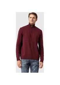Cipo & Baxx Troyer CIPO & BAXX "Pullover", Herren, Gr. S, rot (burgundy), Feinstrick, 50% Baumwolle, 50% Polyacryl, unifarben, regular fit, Pullover Troyer, mit Troyer-Kragen