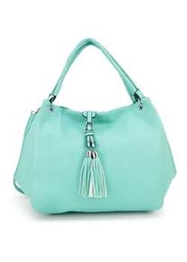 Schultertasche Harpa "UZAY", Damen, Gr. B/H/T: 12,5cm x 33cm x 38,5cm, mint, Polyurethan (PU), unifarben, Taschen Schultertasche, mit dekorativer Troddel