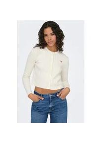 Strickjacke Only "ONLKATIA LS CABLE BUTTON CARDIGAN CC KNT", Damen, Gr. L, baby's breath detail:true rot heart emb, dtm button, Strick, Obermaterial: 50% Viskose, 27% Nylon, 23% Polyester, unifarben, regular fit normal, Rundhals, Strickjacken Strickjacke