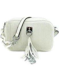 Schultertasche Harpa "FARIZA", Damen, Gr. B/H/T: 6cm x 16cm x 23,5cm, altwei&szlig;, Polyurethan (PU), unifarben, Taschen Schultertasche, mit Anh&auml;nger aus Kettenelementen