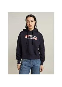 G-Star Raw Longpullover G-STAR "Old Skool Logo Loose Hoodie", Damen, Gr. XS, osaka blau, Obermaterial: 100% Baumwolle, Pullover Longpullover