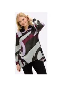 Hemdbluse sheego, Damen, Gr. 40, bordeaux, bedruckt, 100% Polyester, bedruckt, gemustert, mehrfarbig, Blusen Hemdbluse