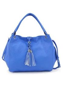 Schultertasche Harpa "UZAY", Damen, Gr. B/H/T: 12,5cm x 33cm x 38,5cm, royalblau, Polyurethan (PU), unifarben, Taschen Schultertasche, mit dekorativer Troddel