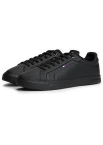 Sneaker Tommy Hilfiger "ICON COURT LIGHT ESS", Herren, Gr. 45, schwarz, Leder, Lederimitat, Schuhe Sneaker, Freizeitschuh, Halbschuh, Schn&uuml;rschuh, weich gepolsterter Schaftrand