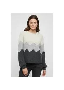 Strickpullover Only "ONLMAE LIFE LS ZIGZAG O-NECK KNT", Damen, Gr. XL, baby's breath detail:lgm, dgm, Strick, Obermaterial: 75% Polyester, 18% Nylon, 6% Wolle, 1% Elasthan, meliert, regular fit normal, Rundhals, Rippb&uuml;ndchen, Pullover Strickpullover