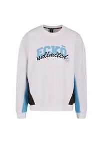 Rundhalspullover ECKO UNLTD. "Ecko Unltd. Pullover Drap", Herren, Gr. L, hellwei&szlig;, 80% Baumwolle, 20% Polyester, mehrfarbig, normal, Rundhals, Pullover Rundhalspullover