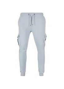 Cargohose Urban Classics "Urban Classics Herren Fitted Cargo Sweatpants", Herren, Gr. XL, US-Gr&ouml;&szlig;en, summerblau, 80% Baumwolle, 20% Polyester, unifarben, slim fit, Hosen Cargohose