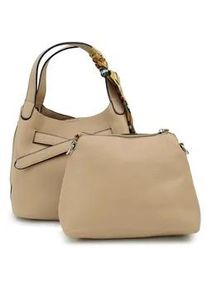 Schultertasche Harpa "MALU", Damen, Gr. B/H/T: 15cm x 22cm x 24,5cm, beige, Polyurethan (PU), unifarben, Taschen Schultertasche, mit dekorativem Schal