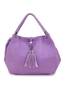 Schultertasche Harpa "UZAY", Damen, Gr. B/H/T: 12,5cm x 33cm x 38,5cm, flieder, Polyurethan (PU), unifarben, Taschen Schultertasche, mit dekorativer Troddel