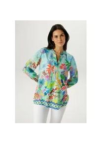 Schlupfbluse Aniston SELECTED, Damen, Gr. 46, hellblau, t&uuml;rkis, gelb, gr&uuml;n, koralle, bunt, Web, Obermaterial: 100% Viskose, bedruckt, gemustert, mehrfarbig, l&auml;ssig geschnitten Po-bedeckend, V-Ausschnitt, 1-Knopf-Manschette, Blusen Schlupfbluse, mit ausdrucksstarken Korallenmuster - NEUE KOLLEKTION