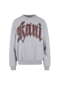 Rundhalspullover Karl Kani "Karl Kani KK Kani Inside Out Crew", Herren, Gr. XS, grau, 65% Baumwolle, 35% Polyester, mehrfarbig, relaxed fit, Rundhals, Pullover Rundhalspullover