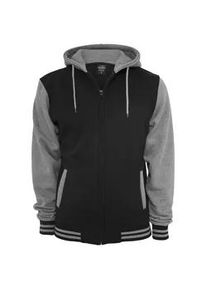 Strickpullover Urban Classics "Urban Classics Herren 2-tone Zip Hoody", Herren, Gr. XS, schwarz, grau, 65% Baumwolle, 35% Polyester, mehrfarbig, normal, ohne Ausschnitt, Pullover Strickpullover