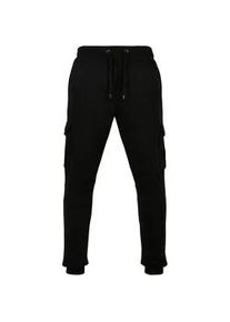 Cargohose Urban Classics "Urban Classics Herren Fitted Cargo Sweatpants", Herren, Gr. XXL, US-Gr&ouml;&szlig;en, caviar, 80% Baumwolle, 20% Polyester, unifarben, slim fit, Hosen Cargohose