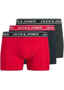 Jack & Jones Trunk JACK & JONES "JACHECTOR SOLID TRUNKS 3 PACK", Herren, Gr. XL, 3 Stk., navy blazer pack:true rot, dunkelgrau melange, Jersey, Obermaterial: 95% Baumwolle, 5% Elasthan, meliert, bequem, Unterhosen