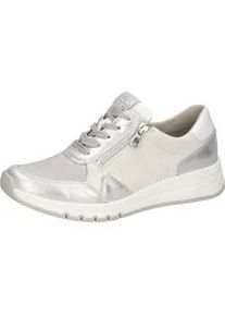 Waldl&auml;ufer Keilsneaker WALDL&Auml;UFER, Damen, Gr. 5 (38), silberfarben, hellgrau, wei&szlig;, Nappaleder, Textil, Veloursleder, Schuhe, Schn&uuml;rschuh, Halbschuh, Freizeitschuh mit zus&auml;tzlichem Rei&szlig;verschluss