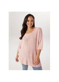 Strickpullover ANISTON PLUS, Damen, Gr. 54, puderrosa, Strick, Obermaterial: 100% Polyacryl, unifarben, figurumspielend Po-bedeckend, V-Ausschnitt, B&uuml;ndchen, Pullover Strickpullover, mit tollem Strickmuster - NEUE KOLLEKTION