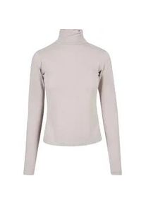 Langarmshirt Urban Classics "Urban Classics Damen Ladies Modal Turtleneck Longsleeve", M&auml;dchen, Gr. XS, warmgrau, 77% Modal, 23% Polyester, unifarben, normal, hoch geschlossener Ausschnitt, Shirts Langarmshirt