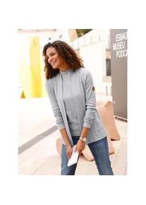 Shirtjacke Casual Looks "Shirtjacke", Damen, Gr. 44, grau (grau, meliert), 84% Baumwolle, 11% Polyester, 5% Elasthan, meliert, Shirts Shirtjacke