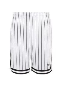 Stoffhose Karl Kani "Karl Kani Herren Small Signature Pinstripe Mesh Shorts", Herren, Gr. XL, US-Gr&ouml;&szlig;en, wei&szlig;, 100% Polyester, gestreift, loose fit, Hosen Stoffhose