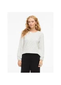 Langarmshirt Vila "VIASTA O-NECK L/S TOP - NOOS", Damen, Gr. S, snow wei&szlig;, Jersey, Obermaterial: 77% Polyester, 18% Viskose, 5% Elasthan, unifarben, regular fit normal, Rundhals, elastischer Bund, Shirts Langarmshirt