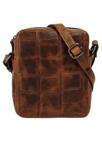 Abendtasche Bugatti "NEVIO", Damen, Gr. B/H/T: 17cm x 19cm x 5cm onesize, braun (cognac), Leder, leicht gl&auml;nzend, unifarben, Taschen Abendtasche, echt Leder