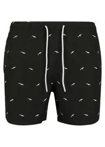 Badeshorts Urban Classics "Urban Classics Herren Embroidery Swim Shorts", Herren, Gr. XL, US-Gr&ouml;&szlig;en, shark, schwarz, wei&szlig;, 100% Polyester, Badehosen Badeshorts